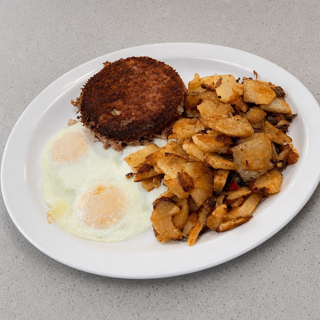Corned Beef Hash & Eggs.